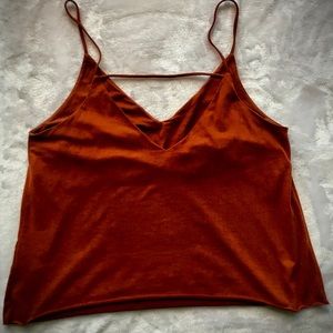 Suede-like sunset orange tank